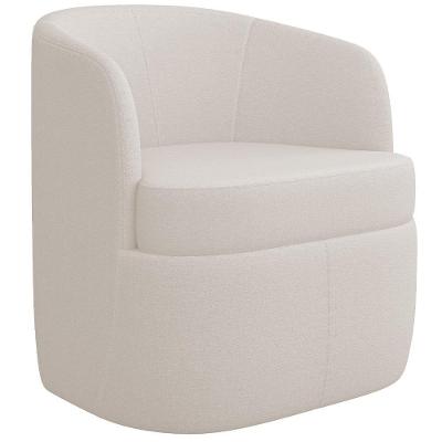 Poltrona Decorativa Giratória Para Sala De Estar Siena K01 Bouclê Creme - Lyam Decor