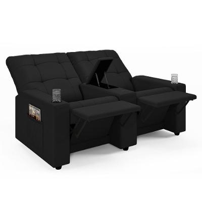 Poltrona Do Papai Reclinável Cinema 2 Lugares Manual Baú Usb Haifa F05 Facto Preto - Lyam Decor