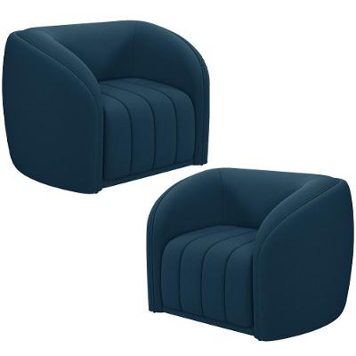 Kit 2 Poltronas Decorativa Para Sala Lazio M03 Veludo Azul - Lyam Decor