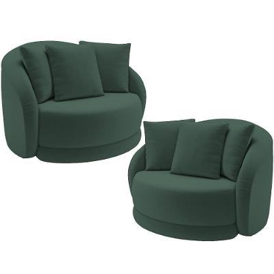 Kit 02 Poltronas Decorativas Base Giratória Witta M03 Veludo Verde - Lyam Decor