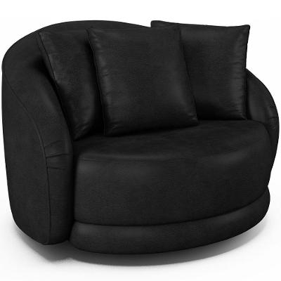 Poltrona Decorativa Base Giratória Witta M03 Couríssimo Preto - Lyam Decor