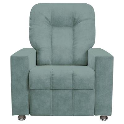 Poltrona Do Papai Reclinável Romeo F05 Veludo Azul Claro