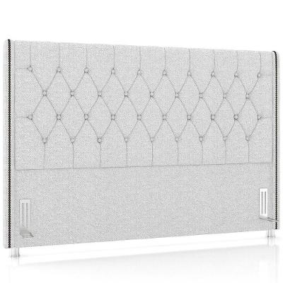Cabeceira Cama Box Casal 140cm Estofada Frizza P05 Linho Cinza Claro