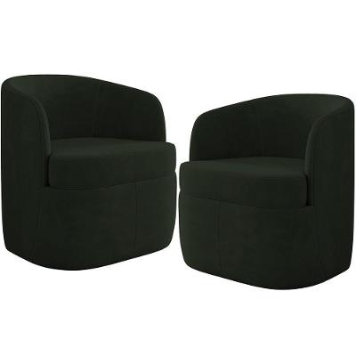 Kit 02 Poltronas Decorativa Giratória Para Sala De Estar Siena K01 Veludo Verde - Lyam Decor