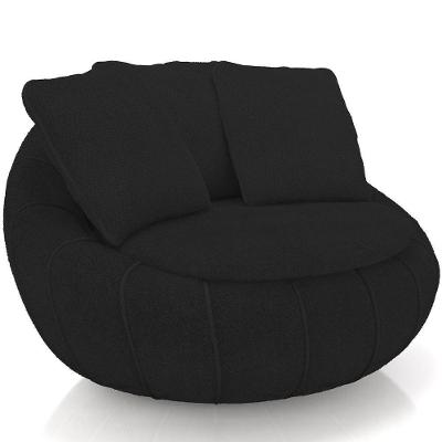Poltrona Decorativa Giratória Kira M03 Bouclê Preto - Lyam Decor