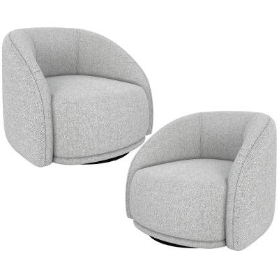 Kit 02 Poltronas Decorativa Giratória Angelina M03 Linho Cinza Claro