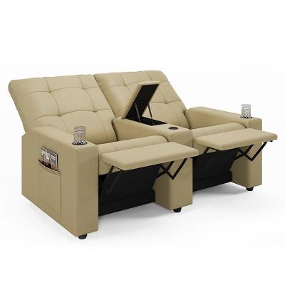 Poltrona Do Papai Reclinável Cinema 2 Lugares Manual Baú Usb Haifa F05 Facto Bege - Lyam Decor