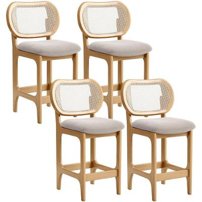 Kit 4 Banquetas Baixa Bar Cozinha Sala De Jantar Betta L02 Mel Tela Bouclê Creme - Lyam Decor