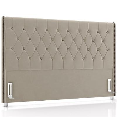 Cabeceira Cama Box Queen 160cm Estofada Frizza P05 Veludo Bege