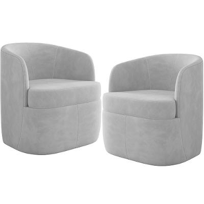 Kit 02 Poltronas Decorativa Giratória Para Sala De Estar Siena K01 Veludo Cinza - Lyam Decor