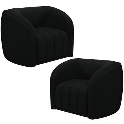 Kit 2 Poltronas Decorativa Para Sala Lazio M03 Veludo Preto - Lyam Decor
