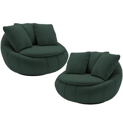 Kit 02 Poltronas Decorativa Giratória Kira M03 Veludo Verde - Lyam Decor