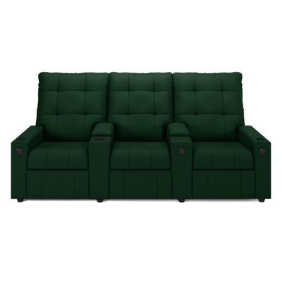 Poltrona Do Papai Reclinável Cinema 3 Lugares Manual Baú Usb Haifa F05 Veludo Verde E - Lyam Decor