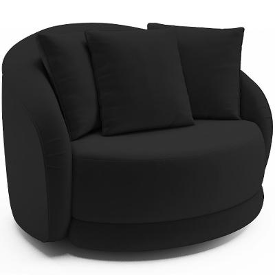 Poltrona Decorativa Base Giratória Witta M03 Veludo Preto - Lyam Decor
