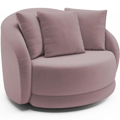 Poltrona Decorativa Base Giratória Witta M03 Veludo Rosê - Lyam Decor