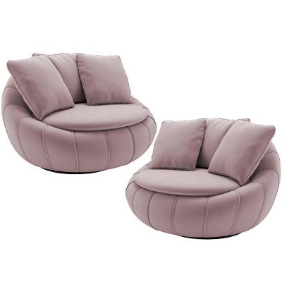 Kit 02 Poltronas Decorativa Giratória Kira M03 Veludo Rosê - Lyam Decor
