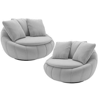 Kit 02 Poltronas Decorativa Giratória Kira M03 Veludo Cinza - Lyam Decor