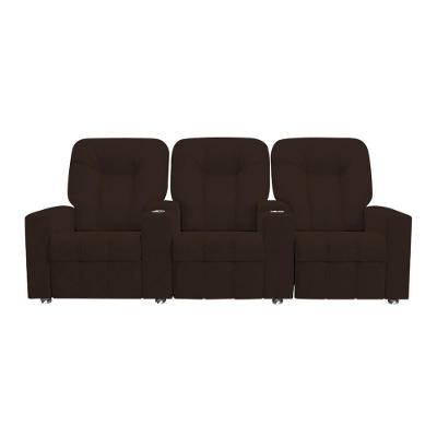 Poltrona Reclinável 3 Lugares Para Sala De Cinema Romeo F05 Veludo Marrom