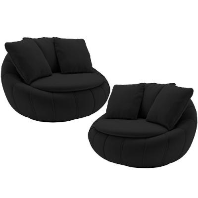 Kit 02 Poltronas Decorativa Giratória Kira M03 Veludo Preto - Lyam Decor