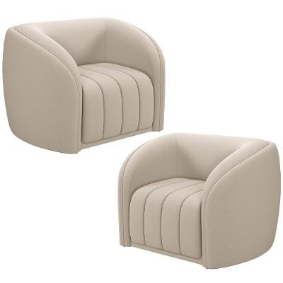 Kit 2 Poltronas Decorativa Para Sala Lazio M03 Veludo Bege - Lyam Decor