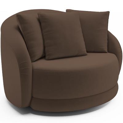 Poltrona Decorativa Base Giratória Witta M03 Veludo Marrom - Lyam Decor