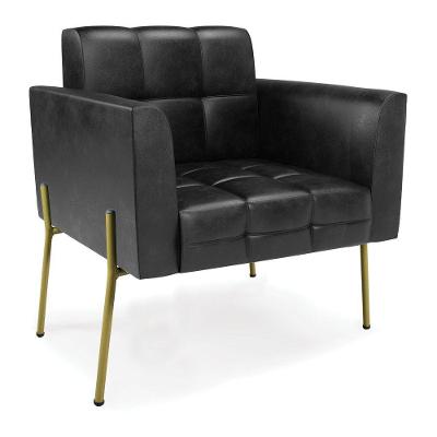 Poltrona Pé De Ferro Dourado Para Sala Elisa Corano D03 - D'rossi Cor Preto