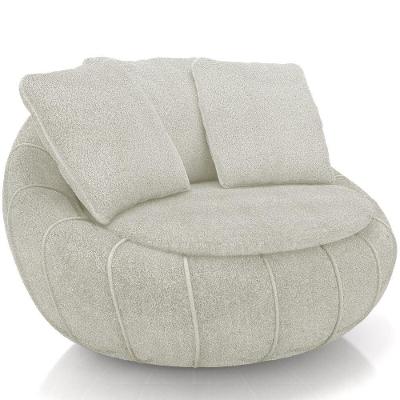 Poltrona Decorativa Giratória Kira M03 Bouclê Bege Claro - Lyam Decor
