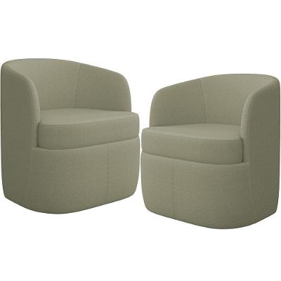 Kit 02 Poltronas Decorativa Giratória Para Sala De Estar Siena K01 Bouclê Verde - Lyam Decor