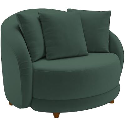 Poltrona Decorativa Base Fixa Pés Madeira Witta M03 Veludo Verde - Lyam Decor