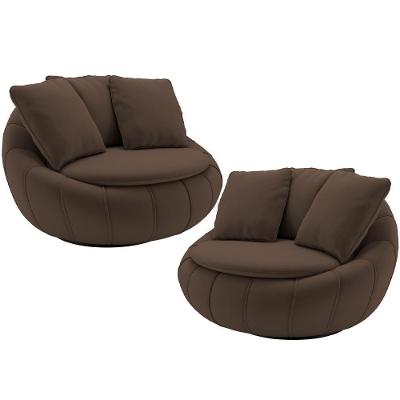 Kit 02 Poltronas Decorativa Giratória Kira M03 Veludo Marrom - Lyam Decor