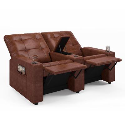 Poltrona Do Papai Reclinável Cinema 2 Lugares Manual Baú Usb Haifa F05 Facto Marrom B - Lyam Decor