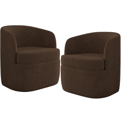 Kit 02 Poltronas Decorativa Giratória Para Sala De Estar Siena K01 Veludo Marrom - Lyam Decor