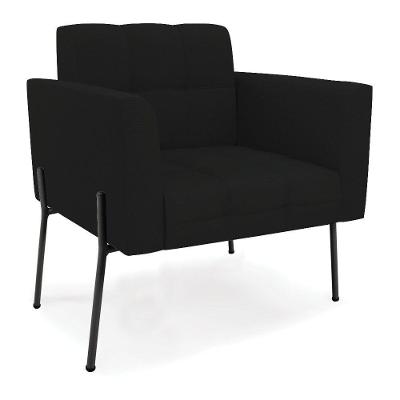Poltrona Pé De Ferro Preto Para Sala Elisa Linho D03 - D'rossi Cor A79 Preto