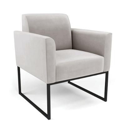 Poltrona Base Industrial Preto Marisa Veludo Cinza D03 - D'rossi