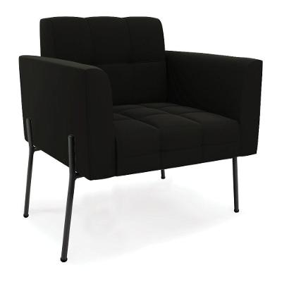 Poltrona Pé De Ferro Preto Para Sala Elisa Suede Preto D03 - D'rossi