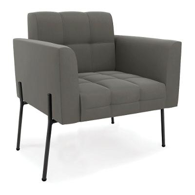 Poltrona Pé De Ferro Preto Para Sala Elisa Suede Grafite D03 - D'rossi