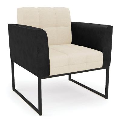 Poltrona Base Industrial Preto Elisa Preto-linho Bege A19 D03 - D'rossi