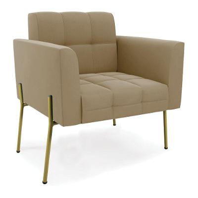Poltrona Pé De Ferro Dourado Para Sala Elisa Suede D03 - D'rossi Cor Marrom Rato