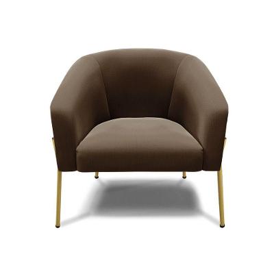 Poltrona Pé De Ferro Dourado Kit 2 Stella Suede Marrom D03 - D'rossi