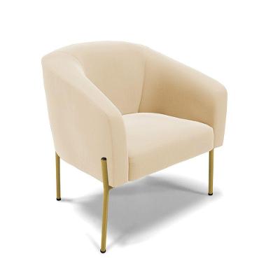 Poltrona Pé De Ferro Dourado Sala De Estar Stella Suede D03 - D'rossi Cor Bege