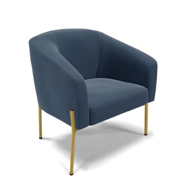 Poltrona Pé De Ferro Dourado Sala De Estar Stella Suede Azul Marinho D03 - D'rossi