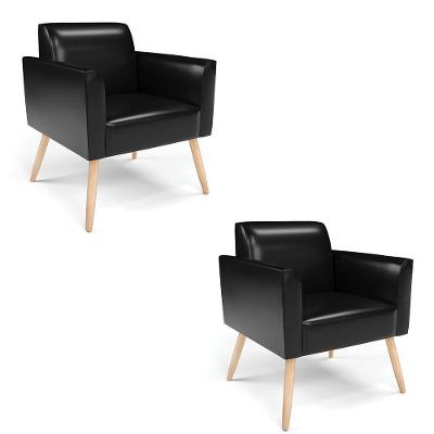 Kit 2 Poltronas Pés Palito Natural Marisa Corano D03 - D'rossi Cor Preto