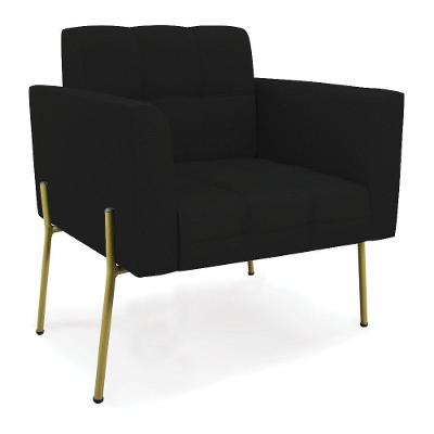 Poltrona Pé De Ferro Dourado Para Sala Elisa Linho D03 - D'rossi Cor A79 Preto