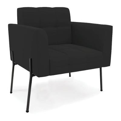 Poltrona Pé De Ferro Preto Para Sala Elisa Veludo D03 - D'rossi Cor Preto