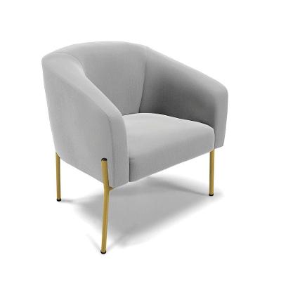 Poltrona Pé De Ferro Dourado Sala De Estar Stella Suede D03 - D'rossi Cor Cinza