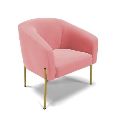 Poltrona Pé De Ferro Dourado Sala De Estar Stella Suede D03 - D'rossi Cor Rose
