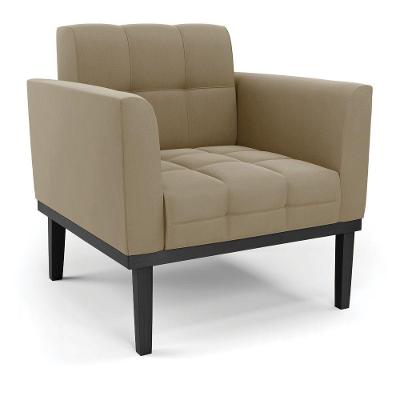 Poltrona Base De Madeira Fixa Preto Elisa Suede D03 - D'rossi Cor Marrom Rato