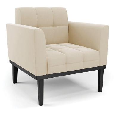 Poltrona Base De Madeira Fixa Preto Elisa Suede D03 - D'rossi Cor Bege