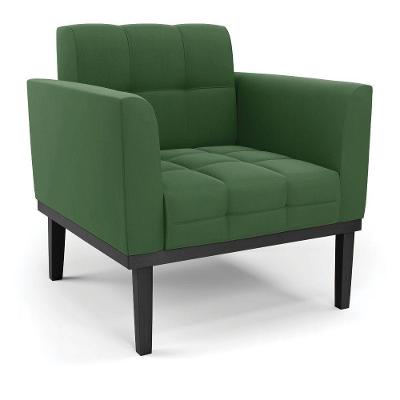 Poltrona Base De Madeira Fixa Preto Elisa Suede D03 - D'rossi Cor Verde