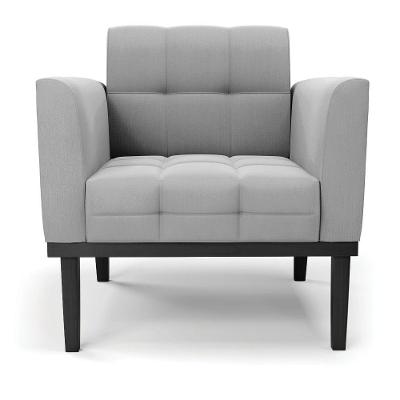 Poltrona Base De Madeira Fixa Preto Elisa Suede D03 - D'rossi Cor Cinza